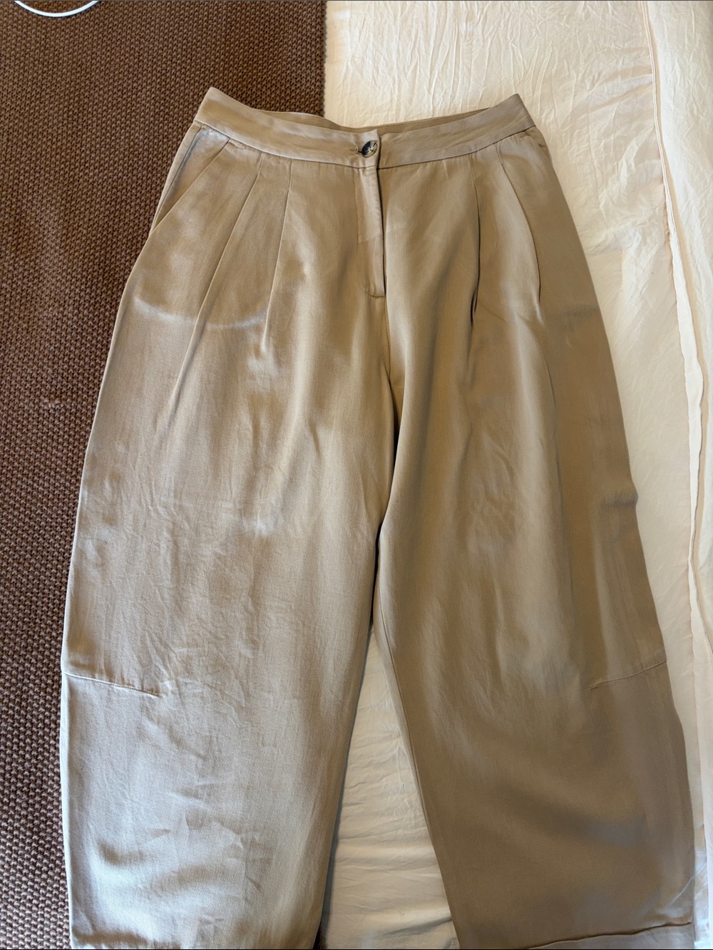 Zara Pleated Trousers in Taupe